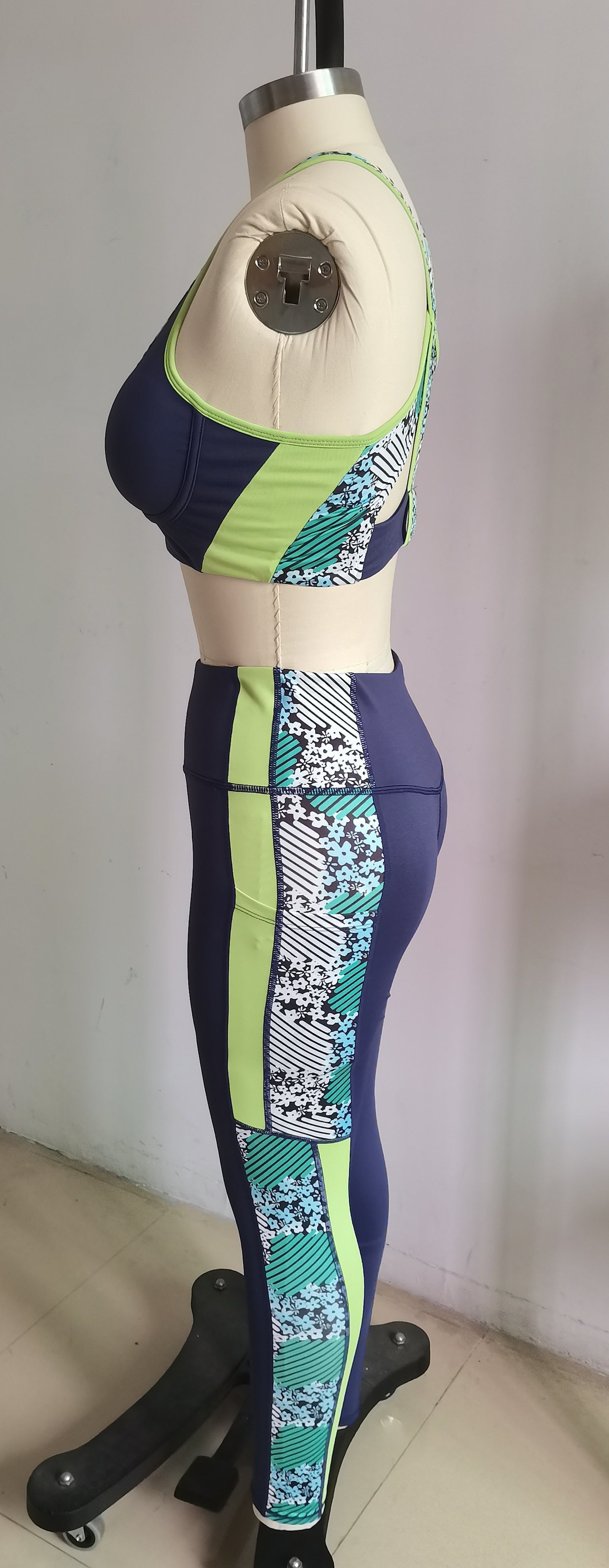 Patchwork Printed Yoga Set